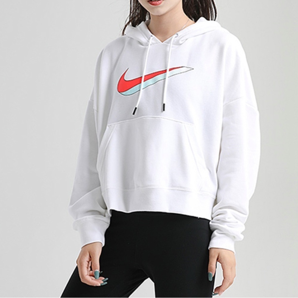 NIKE Fleece Graphic Hoodie DJ1074 100 White Mint Green Women's Size Large
